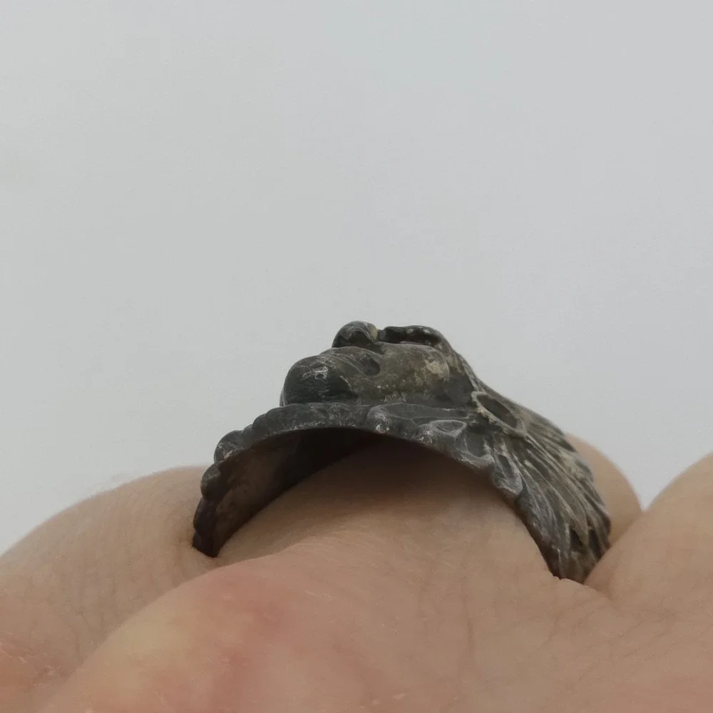 3D Chief Head Biker Sterling Silver Men's Ring Ruby Eyes Size 10.75 NA Large